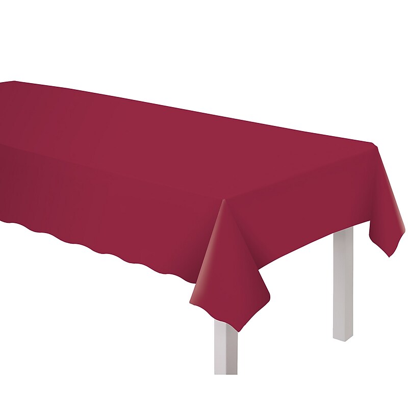 Party City Solid Color 108" x 54" Plastic Table Cover, Maroon (AM77015-169-PC) image 1