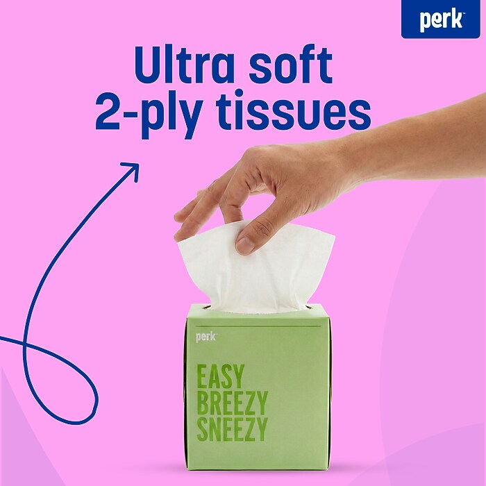 Perk™ Ultra Soft Tissue, 2-Ply, 95 Sheets/Box, 6 Boxes/Pack