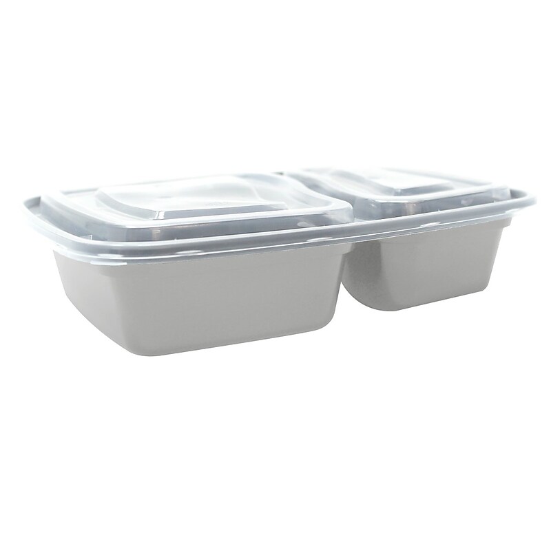 Gourmet Kitchen Food Prep Snack Container, 2-Compartment, Gray, 30 oz. (259346) image 1
