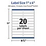 Avery TrueBlock Laser/Inkjet Multipurpose Labels, 1" x 4", White, 20 Labels/Sheet, 10 Sheets/Pack (94202-TWMP10)~#|#~D2BD21BB-745C-48CB-92438DAE51A36B6F_sc7