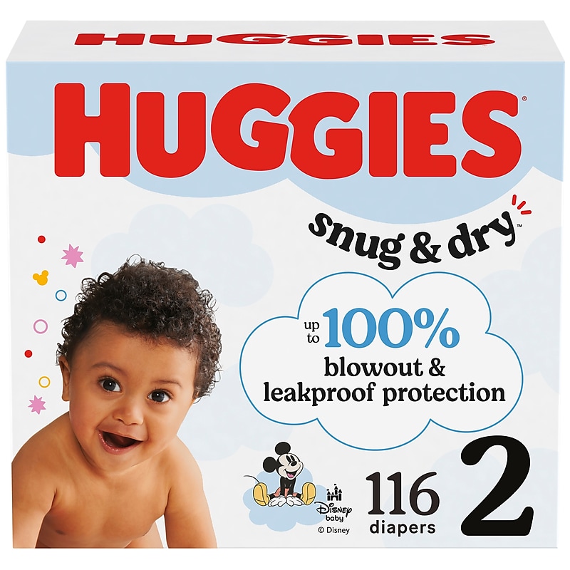 Huggies Snug & Dry Baby Diapers, Size 2, 116/Carton (54646/56433) image 1