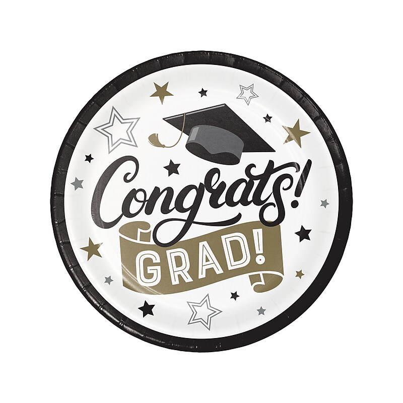 Creative Converting Congrats Grad Graduation Plate, Multicolor, 24/Pack (DTC369862DPLT) image 1
