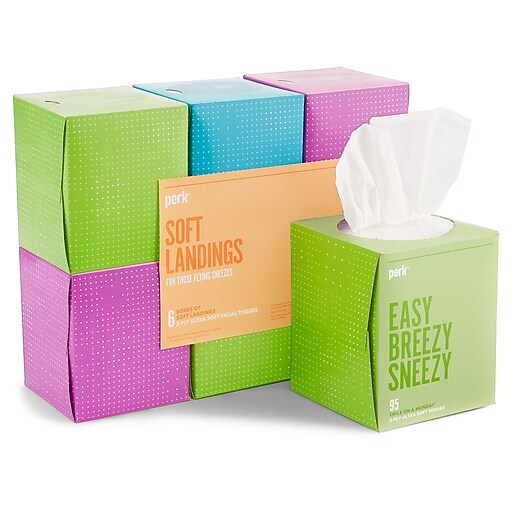 Perk™ Ultra Soft Tissue, 2-Ply, 95 Sheets/Box, 6 Boxes/Pack