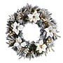 Nearly Natural Flocked Poinsettia and Pine Artificial Christmas Wreath, 24" (W1307)~#|#~D2EA27EC-22ED-46EA-8E796FB435AE8D27_sc7