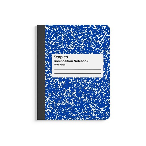 Staples® Composition Notebook, 7.5" x 9.75", Wide Ruled, 100 Sheets