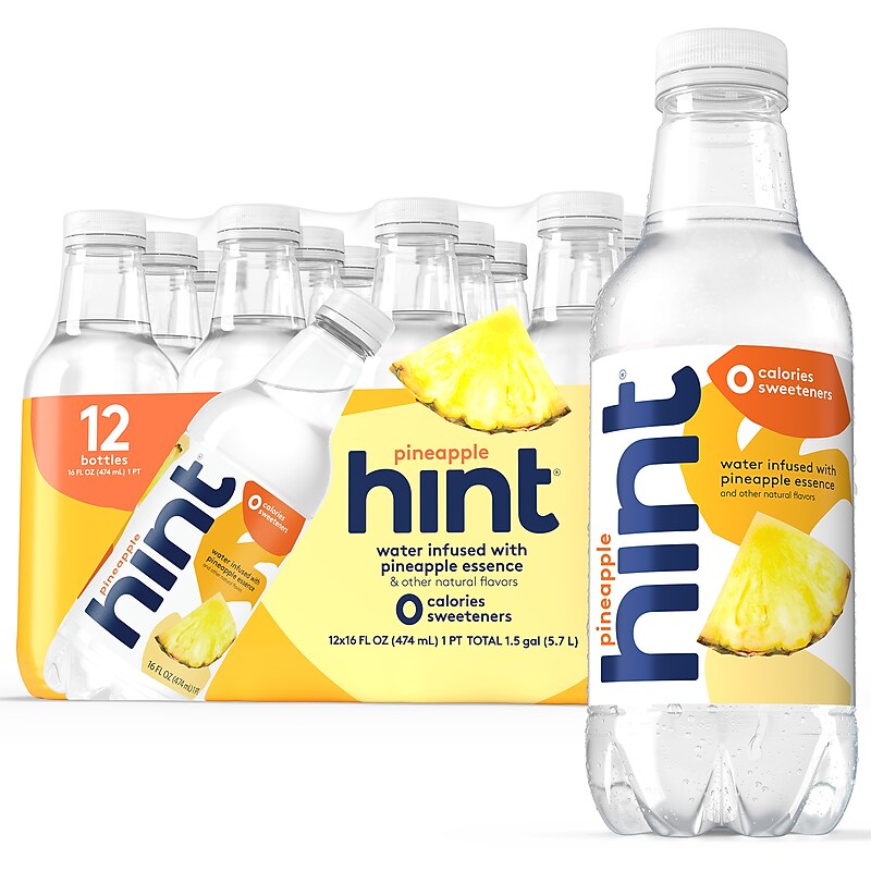Hint Pineapple Flavored Water, 16 oz., 12/Carton (00129) image 1