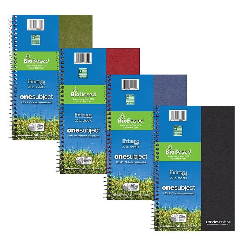 Roaring Spring Paper Products BioBased 1-Subject Notebooks, 6" x 9.5", College Ruled, 70 Sheets, Each (13360) image 1