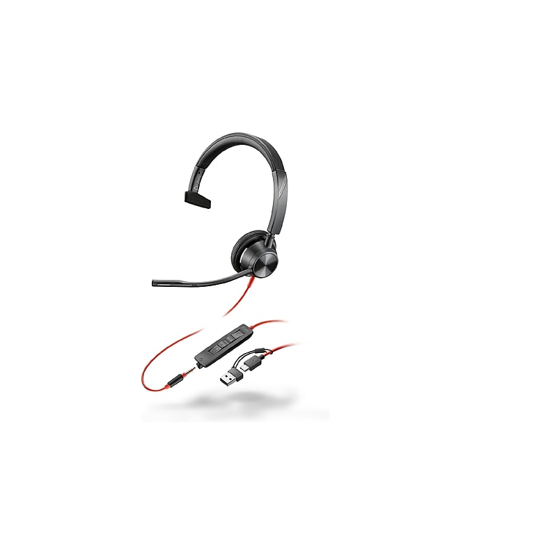 Poly Blackwire 3315 Monaural Wired Noise Canceling Headset, Black (8M3U4AA#ABA) image 1