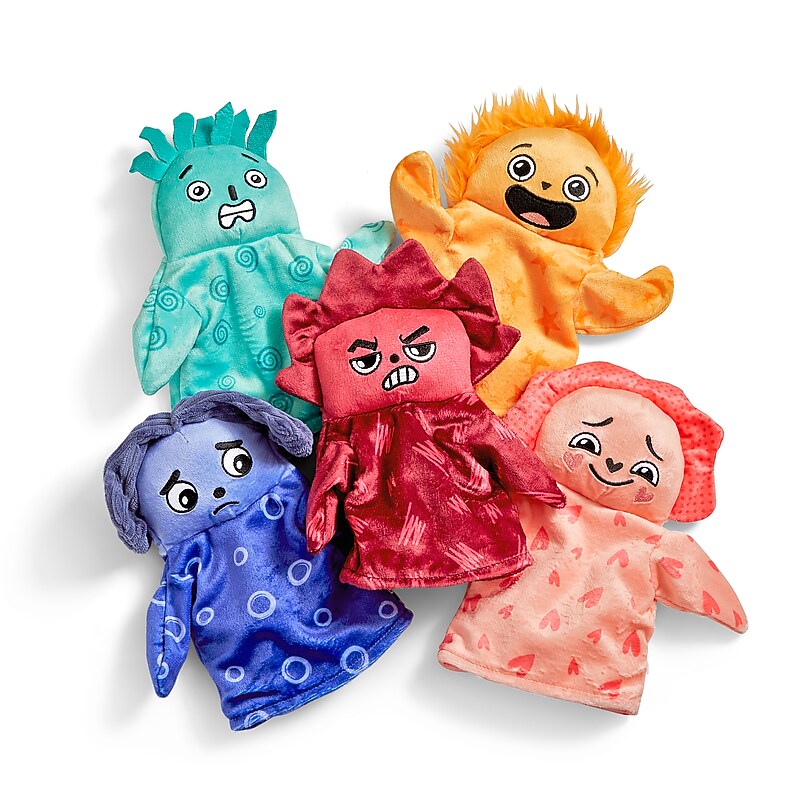 hand2mind Feelings Family Hand Puppets, Assorted Colors (97394) image 1
