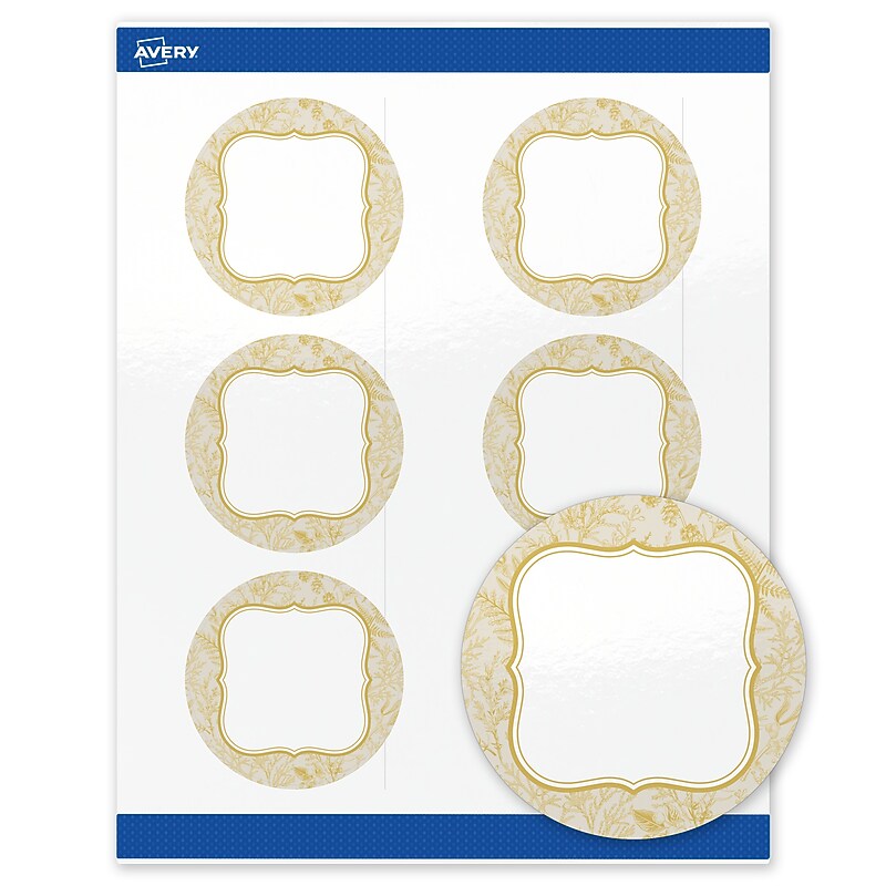 Avery Round Laser/Inkjet Multipurpose Labels, 3", White, 60/Pack (19479371086) image 1