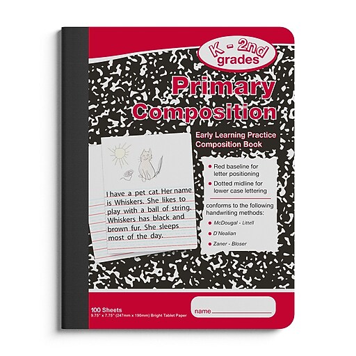 Staples® Composition Notebooks, 7.5" x 9.75", Primary Ruled, 100 Sheets