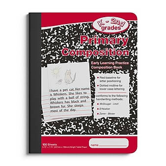 Staples® 1-Subject Composition Notebooks, 7.5" x 9.75", Specialty Ruled, 100 Sheets, Red/Black Marble (42079C)