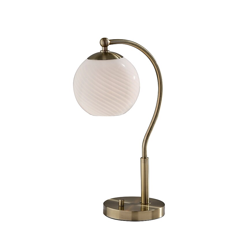 Adesso Swirl Incandescent Desk Lamp, 21.6"H, Antique Brass/White (3259-21) image 1
