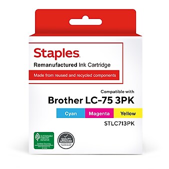 Staples Remanufactured Cyan/Magenta/Yellow Standard Yield Ink Cartridge Replacement for Brother LC71 (STLC713PK), 3/Pack