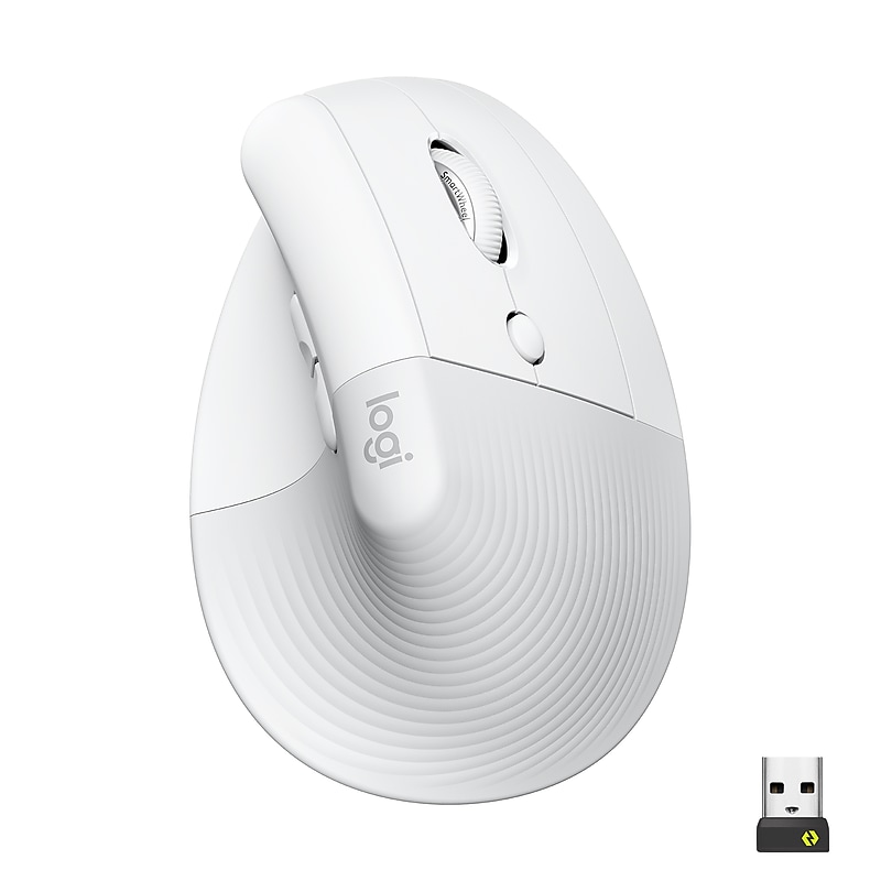 Logitech Lift for Business Wireless Ergonomic Vertical Optical Bluetooth & USB Mouse, Off-White (910-006469) image 1
