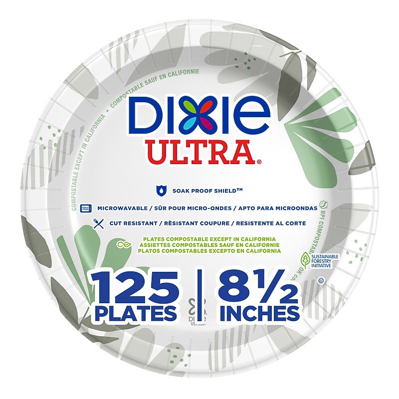 Dixie Ultra Pathways 8.5" Paper Plates, Multicolored, 125 Plates/Pack (SXP9PATH) image 1