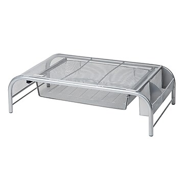 Mind Reader Metal Mesh Monitor Stand with Drawer, Silver (MESHMONSTA-SIL)