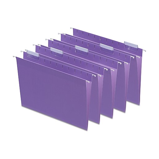 Staples Hanging File Folder, 5Tab, Letter Size, Purple, 25/Box
