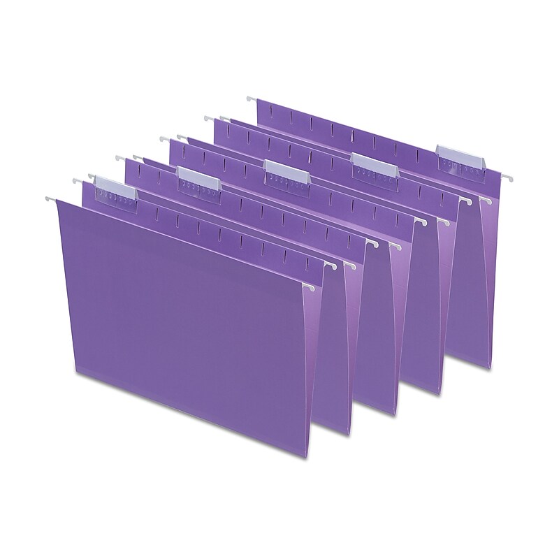 Staples Hanging File Folders, Letter, 1/5-Cut Tab, Letter Size, Purple, 25/Box (ST419200-CC) image 1