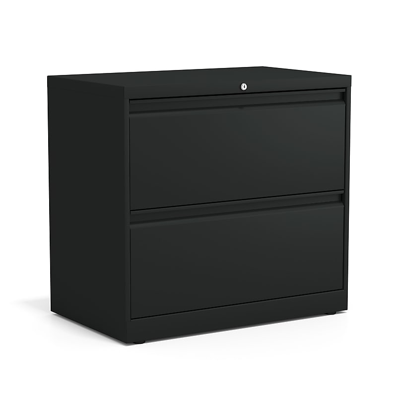 Staples Commercial 2-Drawer Lateral File Cabinet, Letter/Legal Size, Lockable, 28"H x 30"W x 18.62"D, Black (60934/21553) image 1