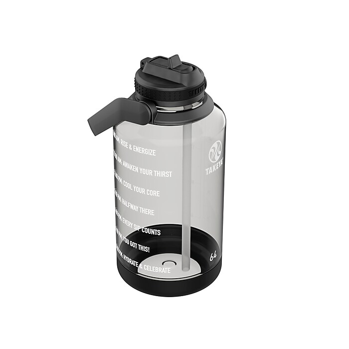 Takeya Tritan Motivational Plastic Water Bottle, 64 oz., Stormy