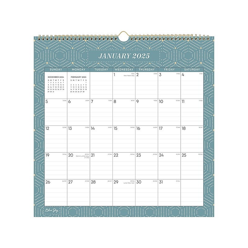 2025 Blue Sky Maritza 12" x 12" Monthly Wall Calendar, Teal/White (152260) image 1