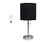 Creekwood Home Oslo 19.5" LED Table Lamp with USB Port, Brushed Steel/Black Shade (CWT-2012-BK-LB)~#|#~D3591306-9FE1-4F43-B87CB21DEC73966A_sc7