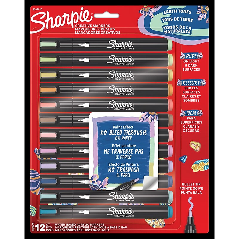 Sharpie Creative Markers Liquid Ink Marker, Bullet Tip, Assorted Colors, 12/Pack (2209910) image 1