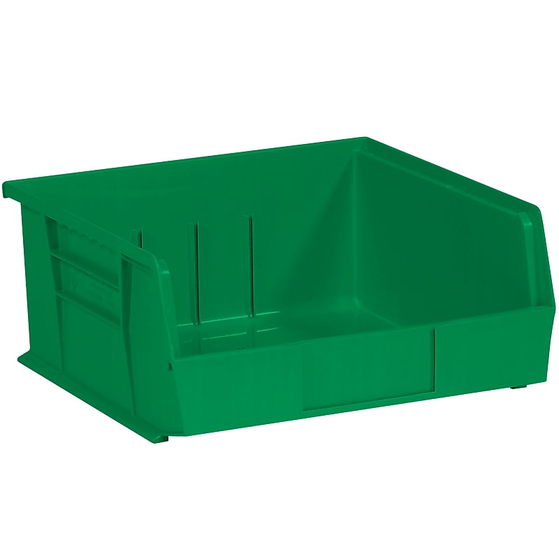BOX 10 7/8" x 11" x 5" Plastic Stack and Hang Bin Box, Green image 1