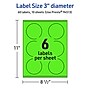 Avery Laser/Inkjet Multipurpose Circle Labels, 3" Dia., Neon Green, 60/Pack (94513)~#|#~D366C170-C20E-4586-B92D0826DC5C4DEF_sc7