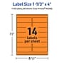 Avery Rectangle Multipurpose Labels, 1-1/3" x 4", Bright Orange, 1120/Box (94206)~#|#~D371B966-E07D-41B1-85E755D9451EE20C_sc7