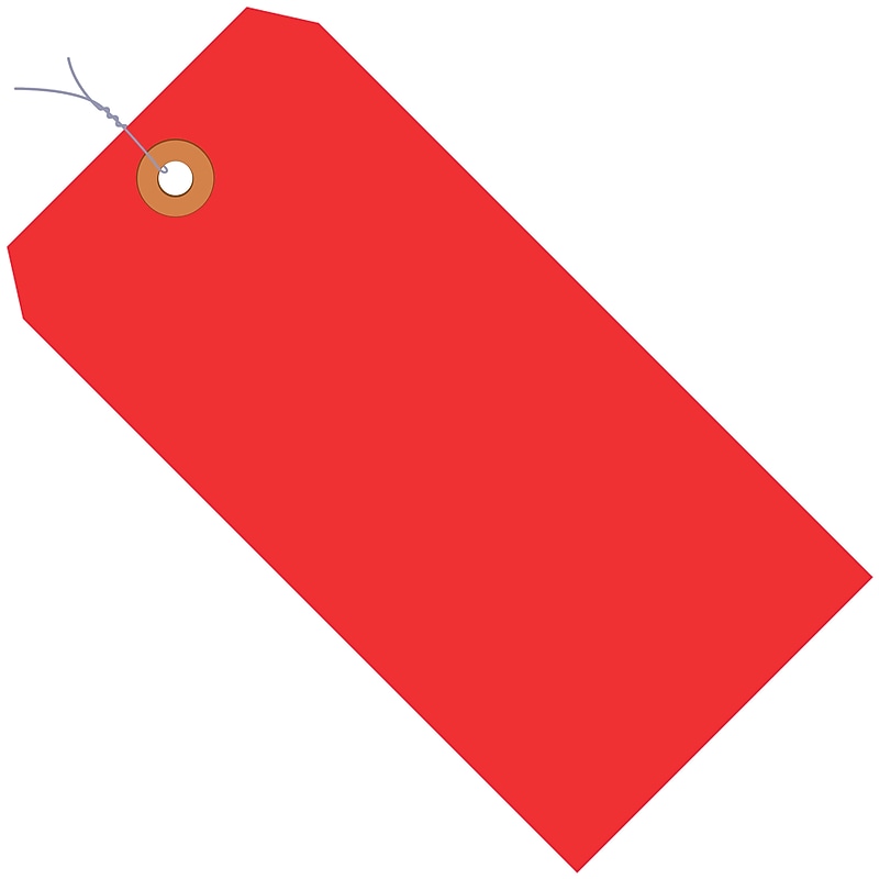 Shipping Pre-Wired Tags, 5 3/4" x 2 7/8", Red, 1000/Carton (G11073E) image 1
