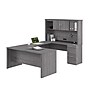 Bestar Logan 66"W U or L Shaped Desk with Drawers and Hutch, Bark Grey (46410-47)~#|#~D37AF7AD-3F0D-4F4E-86D447A3E1A27929_sc7