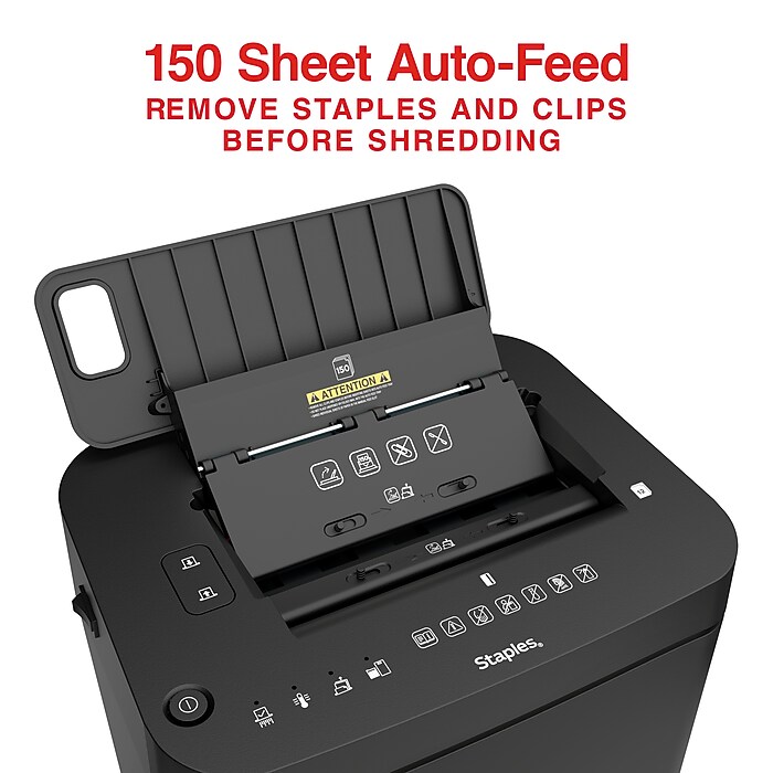 Staples 150-Sheet Auto-Feed Micro-Cut Multi-Media Shredder