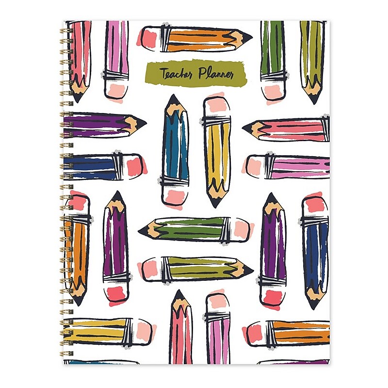 TF Publishing Pencils 9" x 11" Undated Teacher Planner, Paperboard Cover, Multicolored (99-9603) image 1