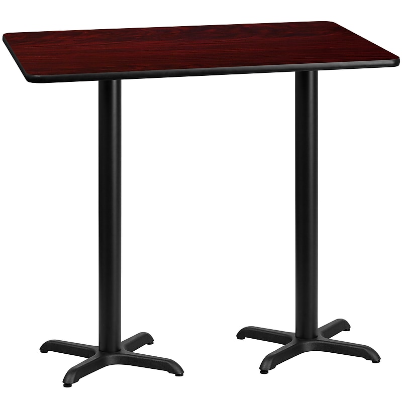Flash Furniture Laminate Table Top with 22'' x 22'' Bar-Height Table Bases, 30'' x 60'', Mahogany (XUMA3060T2222B) image 1