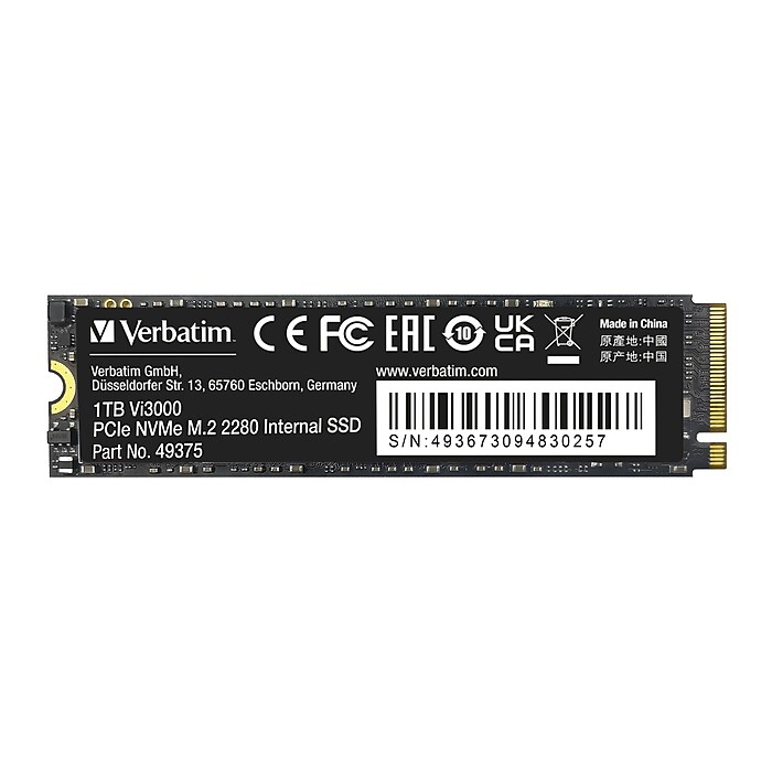 【新品/未開封】VERBATIM Vi3000 NVME M.2 SSD 1TB Vi3000 Internal PCIe NVMe M.2 SSD | 1TB | Verbatim