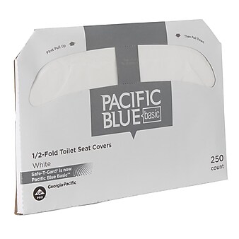 Pacific Blue Safe-T-Gard Paper Toilet Seat Covers, 14.5"H x 17"W, 250 Covers/Box, 20 Boxes/Carton (47046)