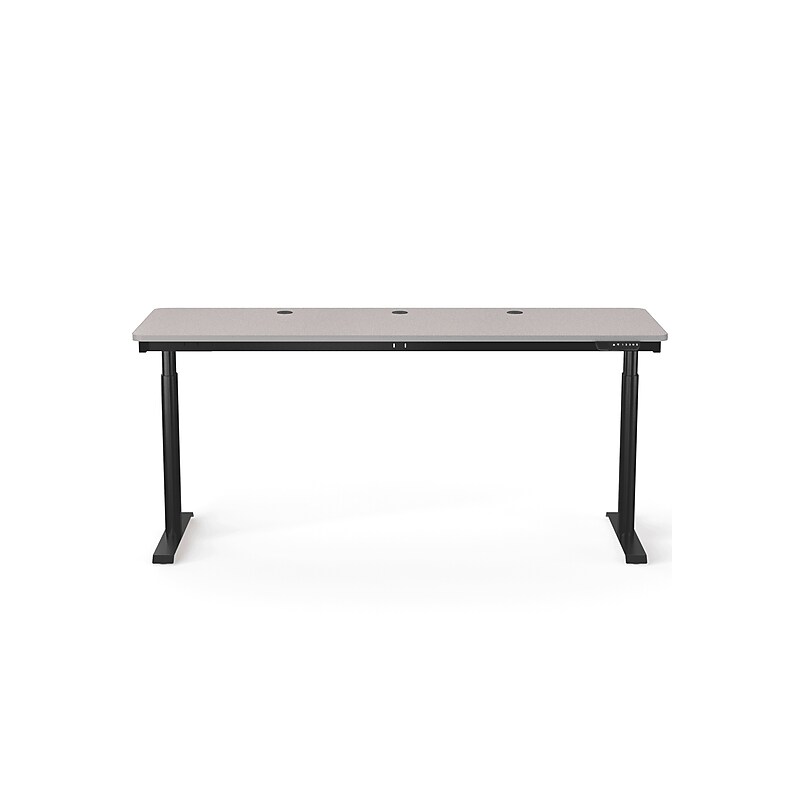 VersaDesk PowerLift 72"W Electric Rectangular Adjustable Standing Desk, Gray/Black (PLSDR7224-BG-APP) image 1
