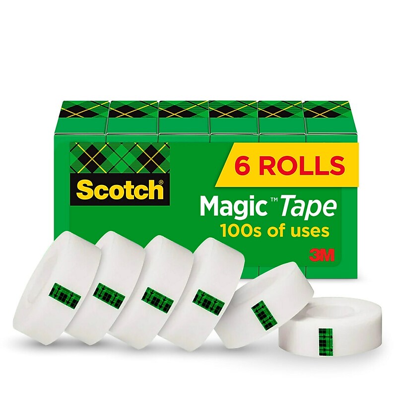 Scotch Magic Invisible Clear Tape Refill, 0.75" x 36 yds., 1" Core, Clear, 6 Rolls/Pack (MMM8106PK) image 1