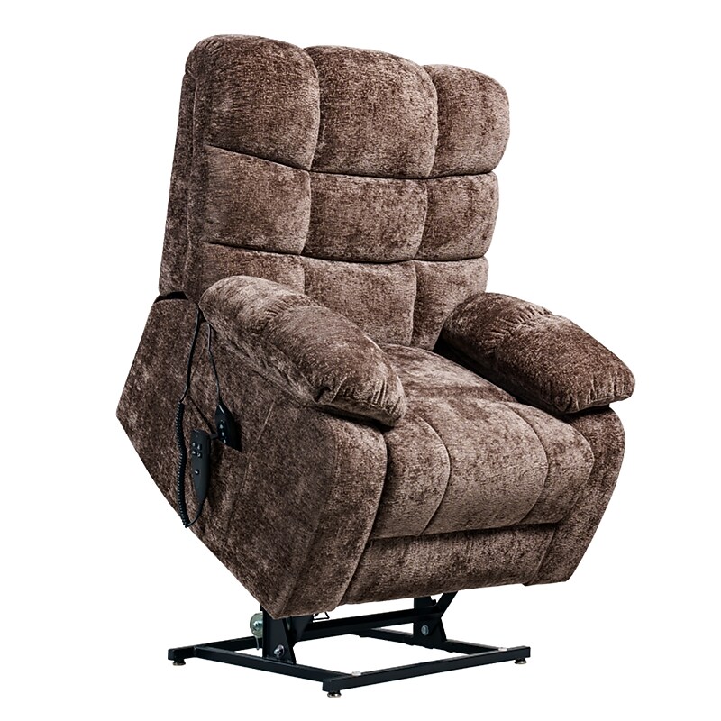 FlexiSpot Chenille Power Lift Recliner, Dark Brown (XL6F-Cloud-BR) image 1