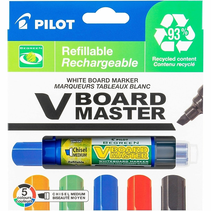 Pilot V Board Master BeGreen Refillable Dry Erase Markers, Chisel