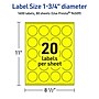 Avery Laser/Inkjet Round Multipurpose Labels, 1.75" Dia., Neon Yellow, 1600/Box (94509)~#|#~D3A7392A-85B5-4D23-B9A3C08D7E1CF8EA_sc7
