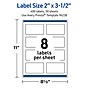 Avery Rectangle Laser Multipurpose Labels, 2" x 3.5", White, 400/Box (19479399298)~#|#~D3A8ACDA-183F-4015-9EA7FFA353665459_sc7