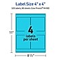 Avery Printable Square Multipurpose Labels, 4" x 4", Bright Blue, 320/Box (94100)~#|#~D3ABAC31-24FB-4CB6-808202A554E7B70B_sc7