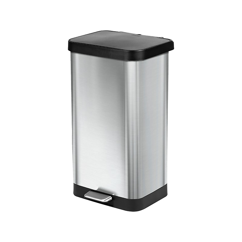 Glad Stainless Steel Step Trash Can, 20-Gallon, Stainless Steel/Black (GLD-74507) image 1