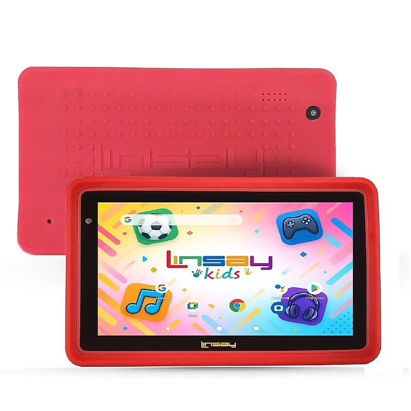 Linsay 7" Octa Core Tablet, WiFi, 128GB SSD, Android 15, Bundled with Kids Red Defender Case (F7UXD128Bundled with KidsRED) image 1