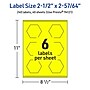 Avery Hexagon Laser/Inkjet Multipurpose Labels, 2-1/2" x 2-57/64", Neon Yellow (240/Box)~#|#~D3B42C01-416A-4CFA-8951978639D74D48_sc7
