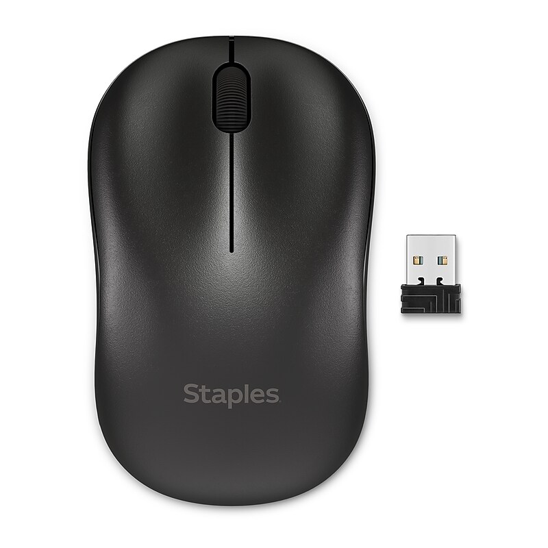 Staples TECH Wireless Ambidextrous Optical USB Mouse, Black (ST62601) image 1