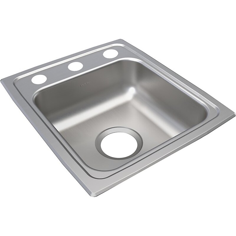 Elkay Lustertone Classic 3-Hole Single-Bowl Drop In Sink, 17.5" x 15" x 5.5", Stainless Steel, Lustrous Satin (LRAD1517553) image 1